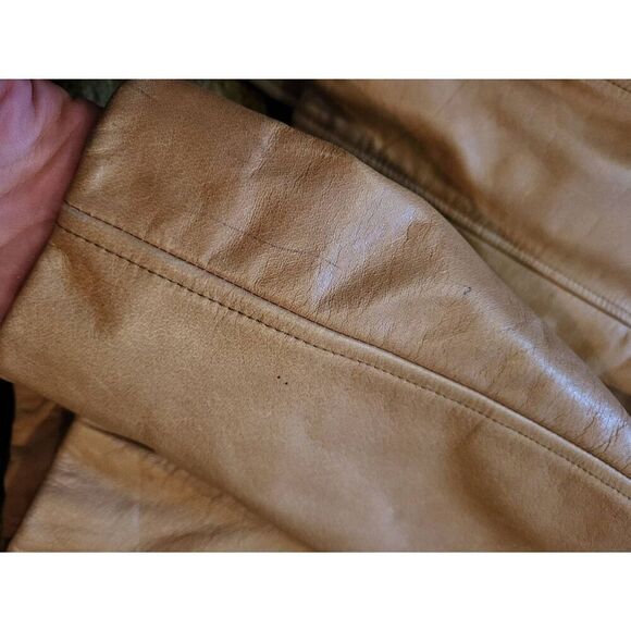 Marcia Jacket Women's Large Tan Leather Zip Out Lining Warm All Weather - Picture 6 of 7